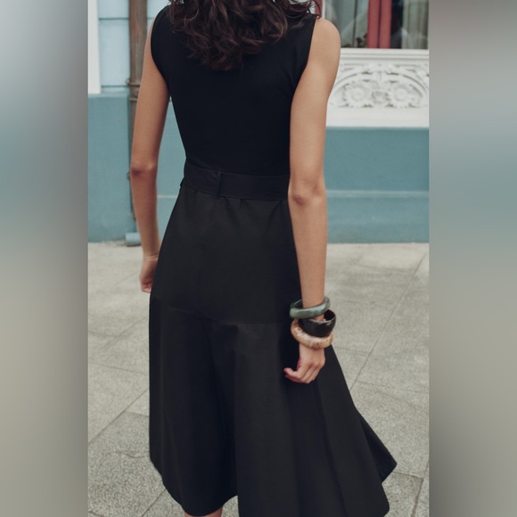 Nwt- zara- belted contrast midi dress -M - Picture 3 of 6
